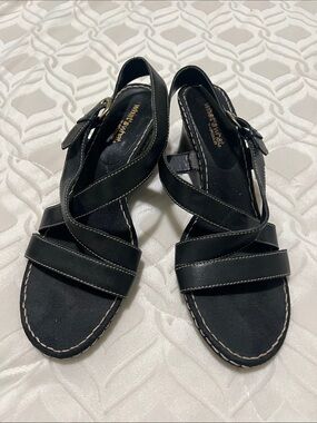 Aerosoles Dark Brown Leather Wedge Sandals